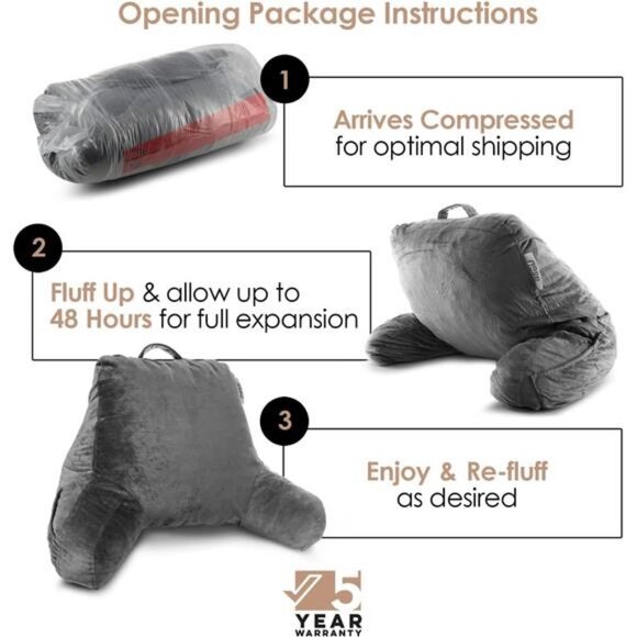 Reading Pillow Standard Bed Pillow,BackPillow for Sitting in Bed Shredded Memory - Picture 2 of 6